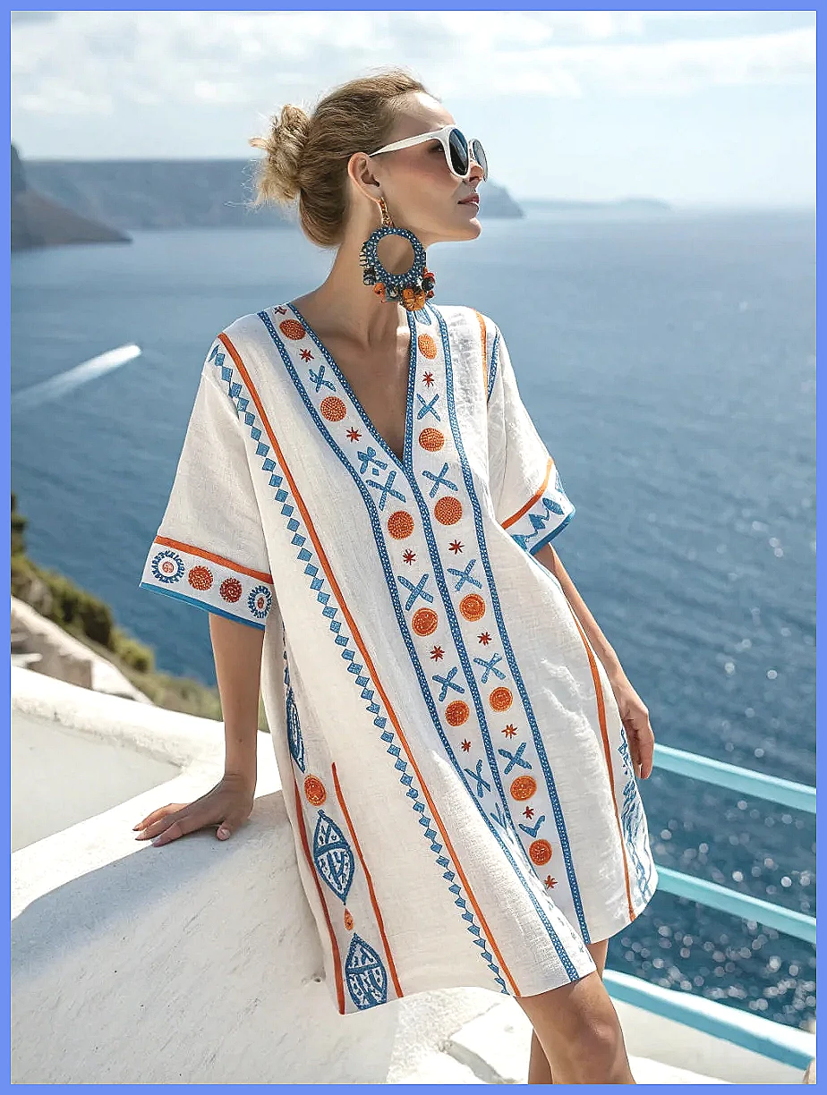 Floral Summer Dress - Damen Sommerkleid 2025 mit V-Ausschnitt und
