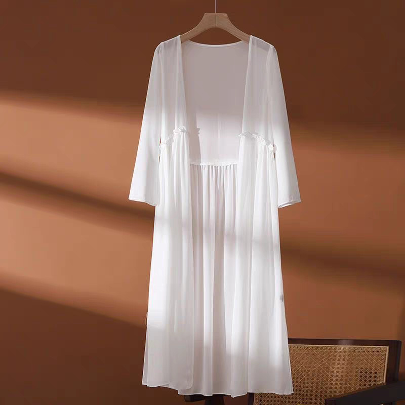 Women'S Fashion Kimono - Damen-Kimono in Übergröße 6XL, Sommer-Chiffon-Cardigan, lang,