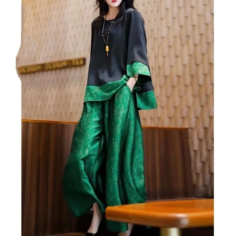 Wide Leg Palazzo Pants - Sommer Frauen Lose Satin Outfit Koreanische
