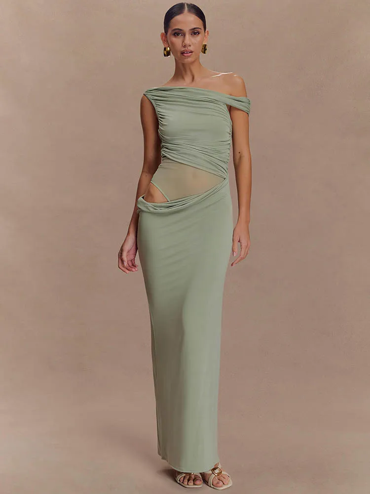 Women'S Fashion In 1920 - Eine Schulter Slinky Sexy Maxi Kleid