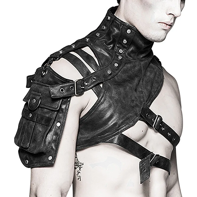 Women Fashion Jackets - Steampunk Mittelalterliche Lederrüstung One Shoulder Renaissance