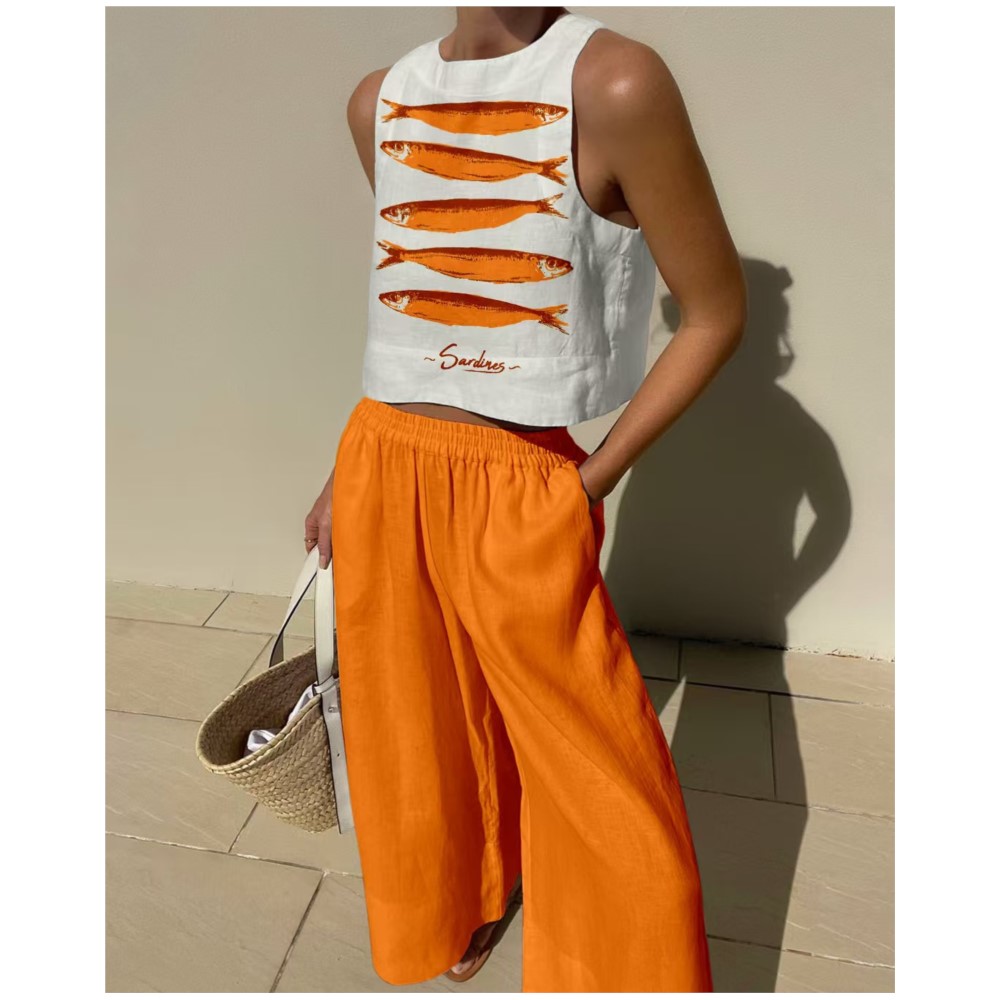 Wide Leg Palazzo Pants - Bohemian Casual Weste Und Lange Hosen