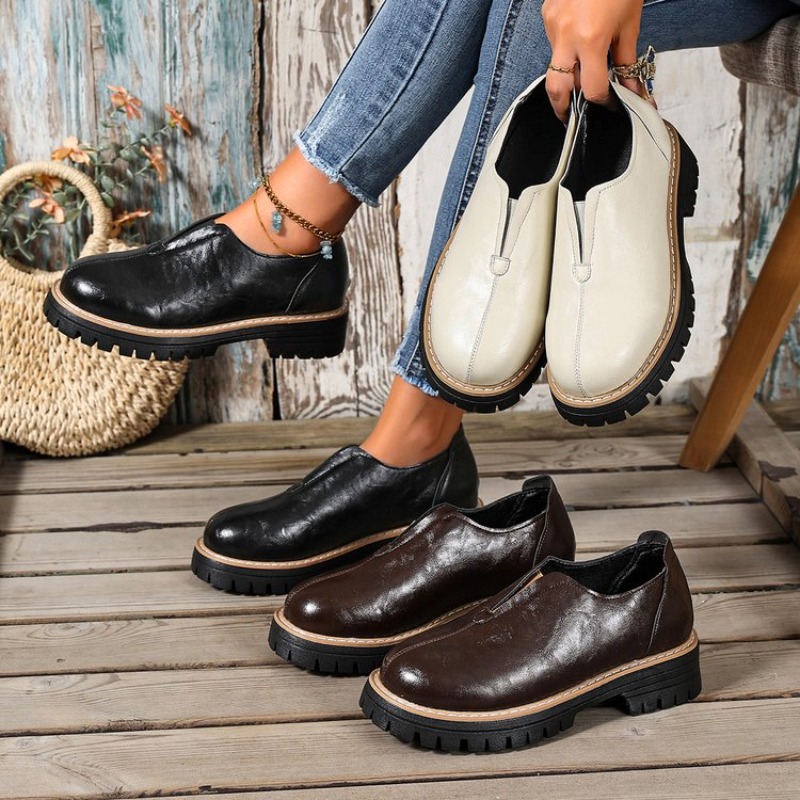 Women'S Fashion Loafers - Retro Britischer Stil Damenschuhe Frühling Herbst