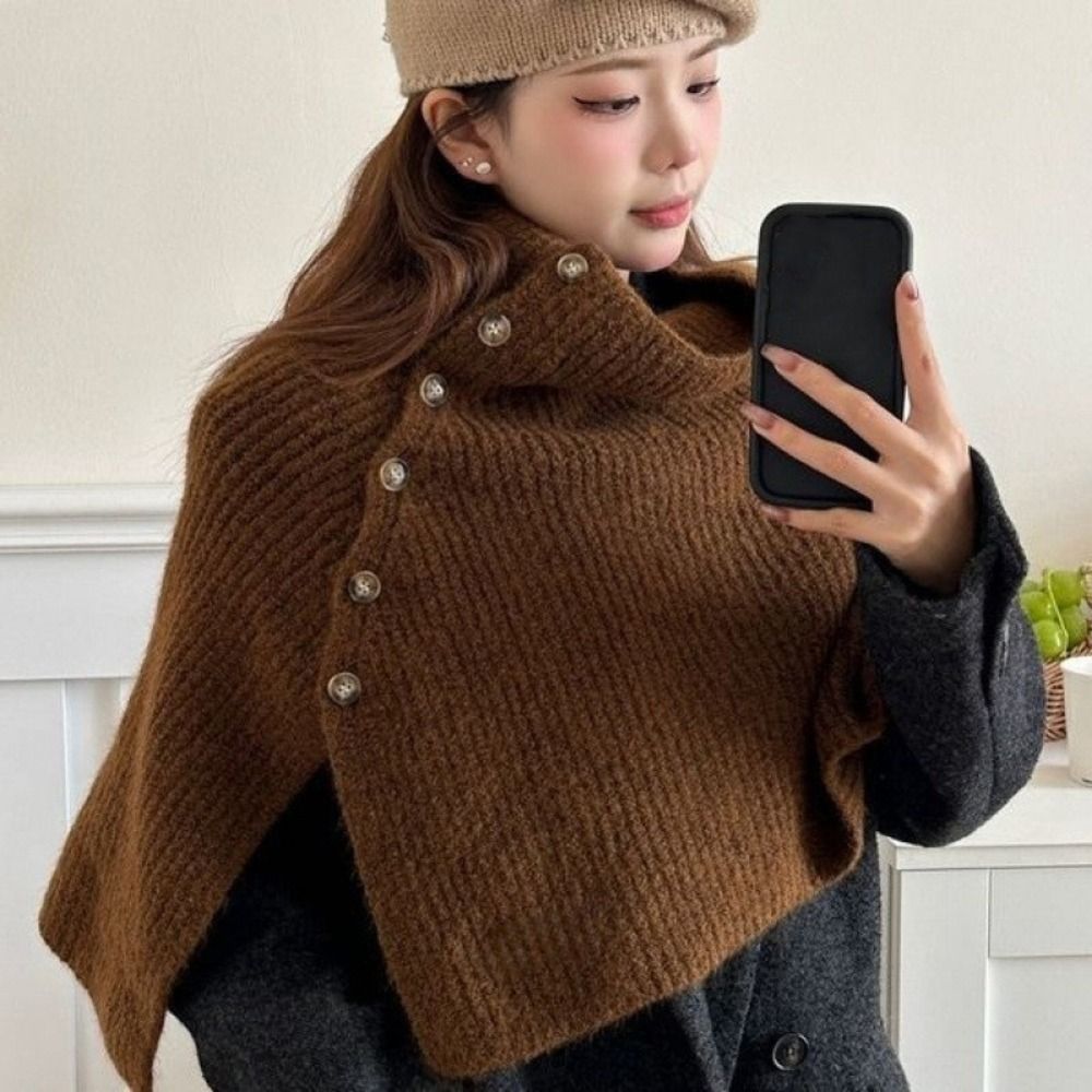 Women'S Fashion Knitwear - Klassischer Knopf-Strickschal, warm, dick, für Damen,