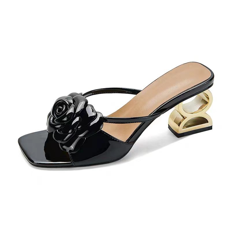 Floral Summer Dress - Damenschuhe neue Sommer mode Blumen schwarz