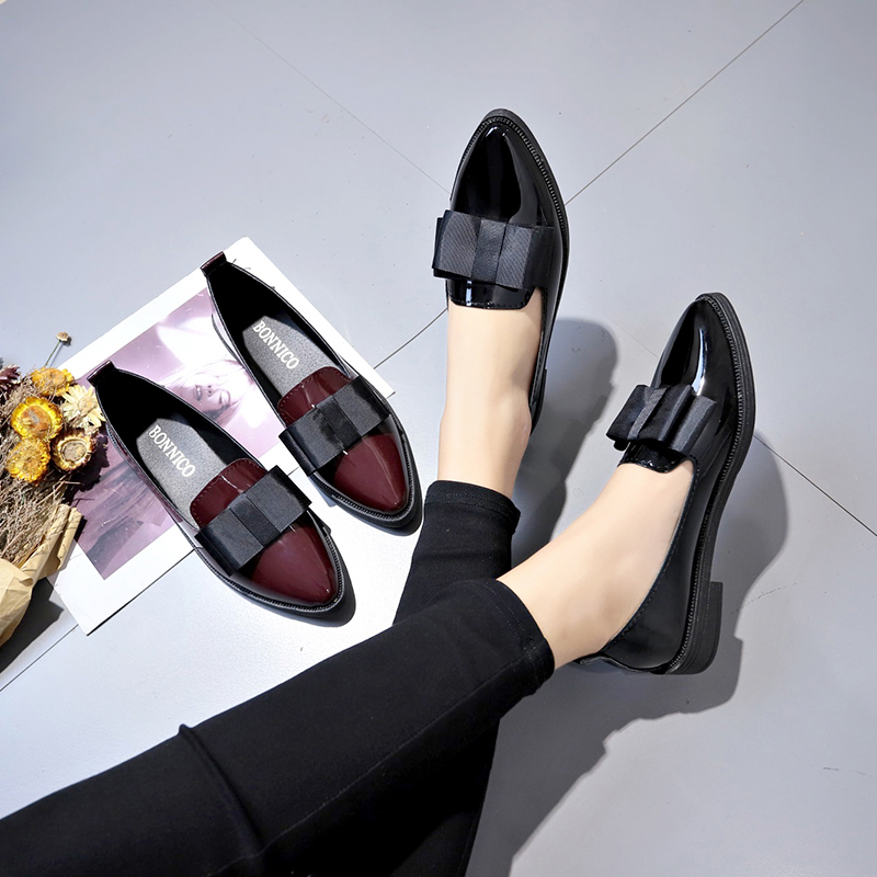 Schwarze/Weinrote Lackleder-Sp – Women'S Fashion Loafers Bewertung und Preis