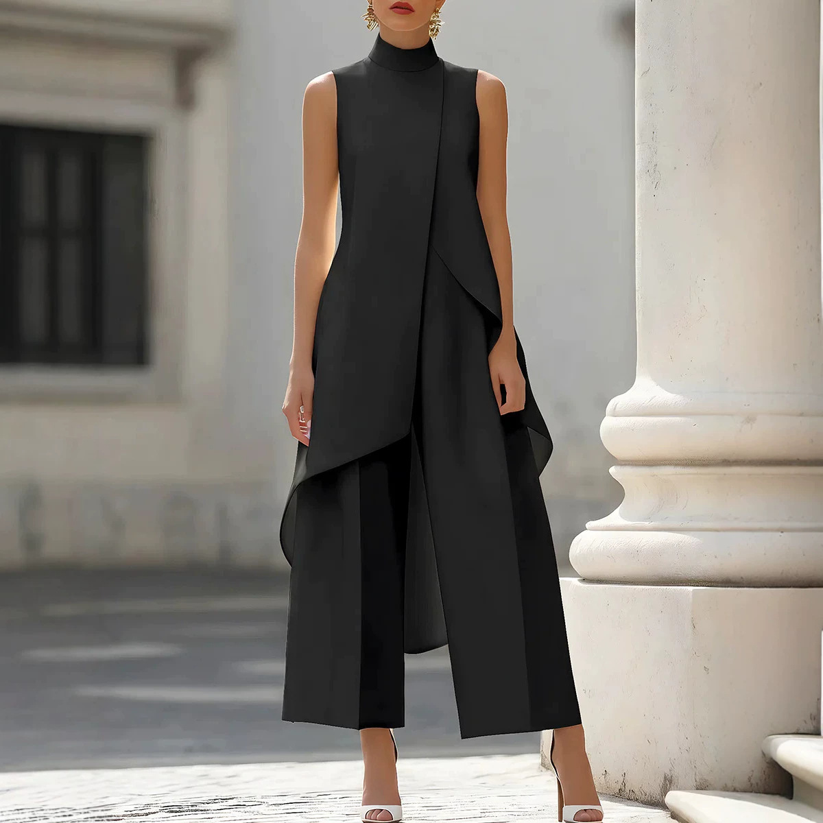 Damen-Set mit Stehkragen, ärme – Wide Leg Palazzo Pants Bewertung und Preis