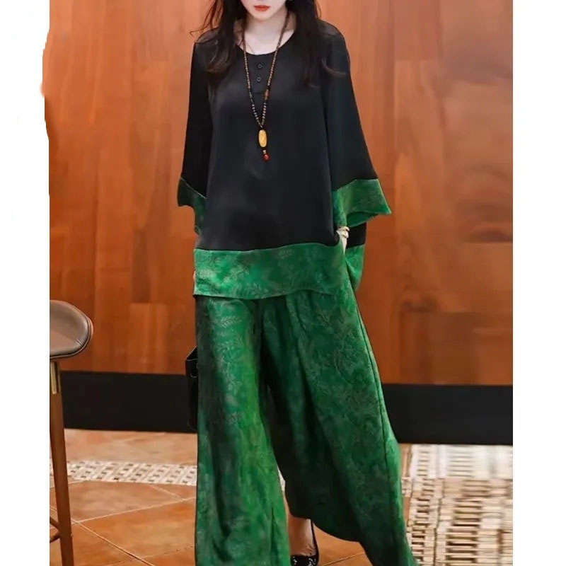 Sommer Frauen Lose Satin Outfi – Wide Leg Palazzo Pants Bewertung und Preis