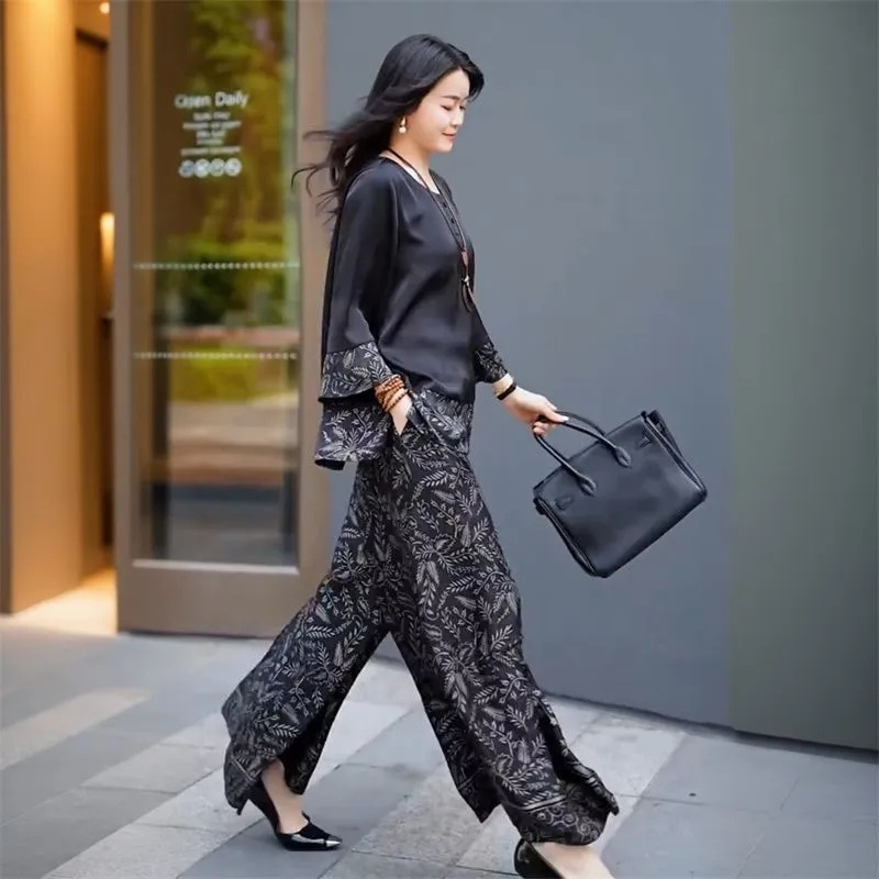 Sommer Frauen Lose Satin Outfi – Wide Leg Palazzo Pants Bewertung und Preis