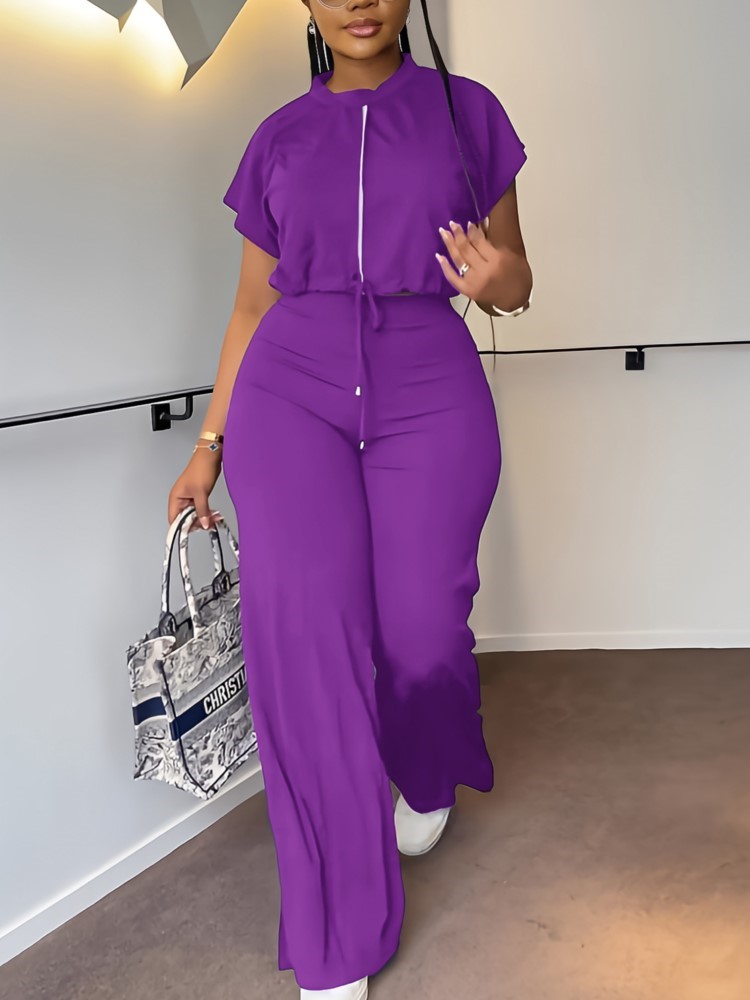 Frauen Casual Rundhals Kordelz – Wide Leg Palazzo Pants Bewertung und Preis