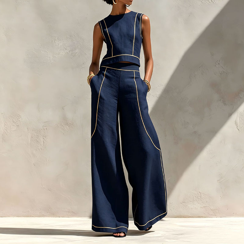 Vintage Gestreifter Zweiteiler – Wide Leg Palazzo Pants Bewertung und Preis