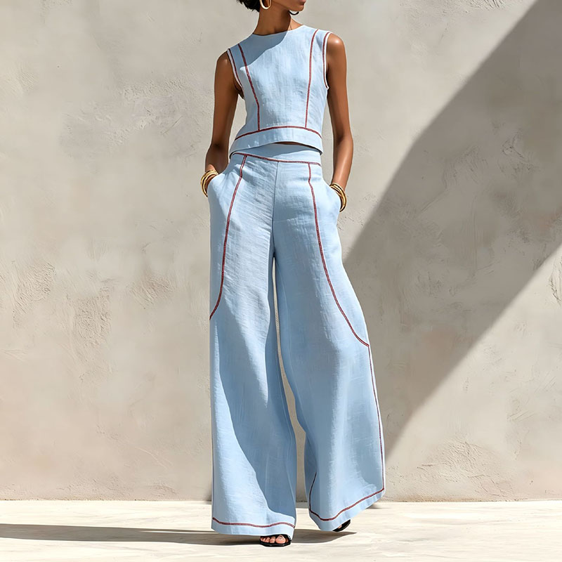 Vintage Gestreifter Zweiteiler – Wide Leg Palazzo Pants Bewertung und Preis