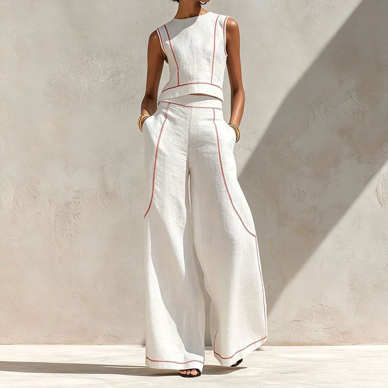 Vintage Gestreifter Zweiteiler – Wide Leg Palazzo Pants Bewertung und Preis