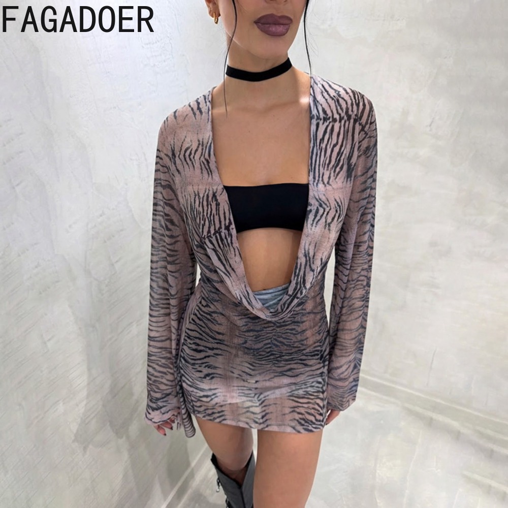 FAGADOER Y2K Retro Tiger Gestr – Ruched Dress Mini Bewertung und Preis