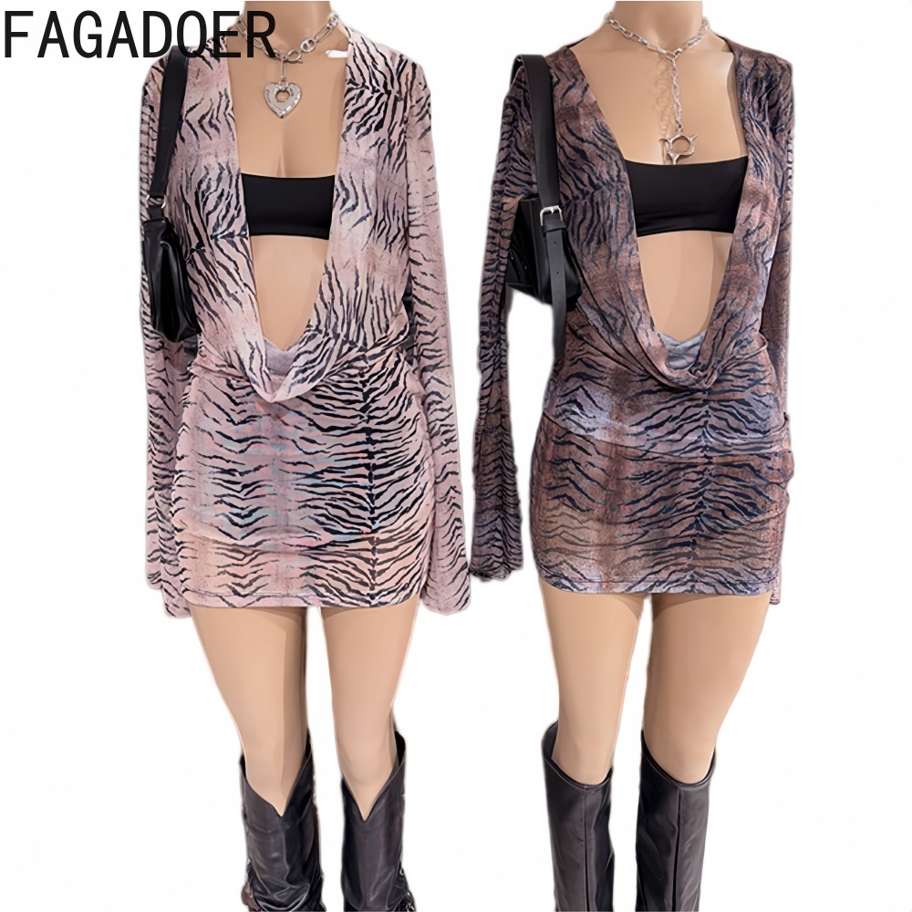 FAGADOER Y2K Retro Tiger Gestr – Ruched Dress Mini Bewertung und Preis
