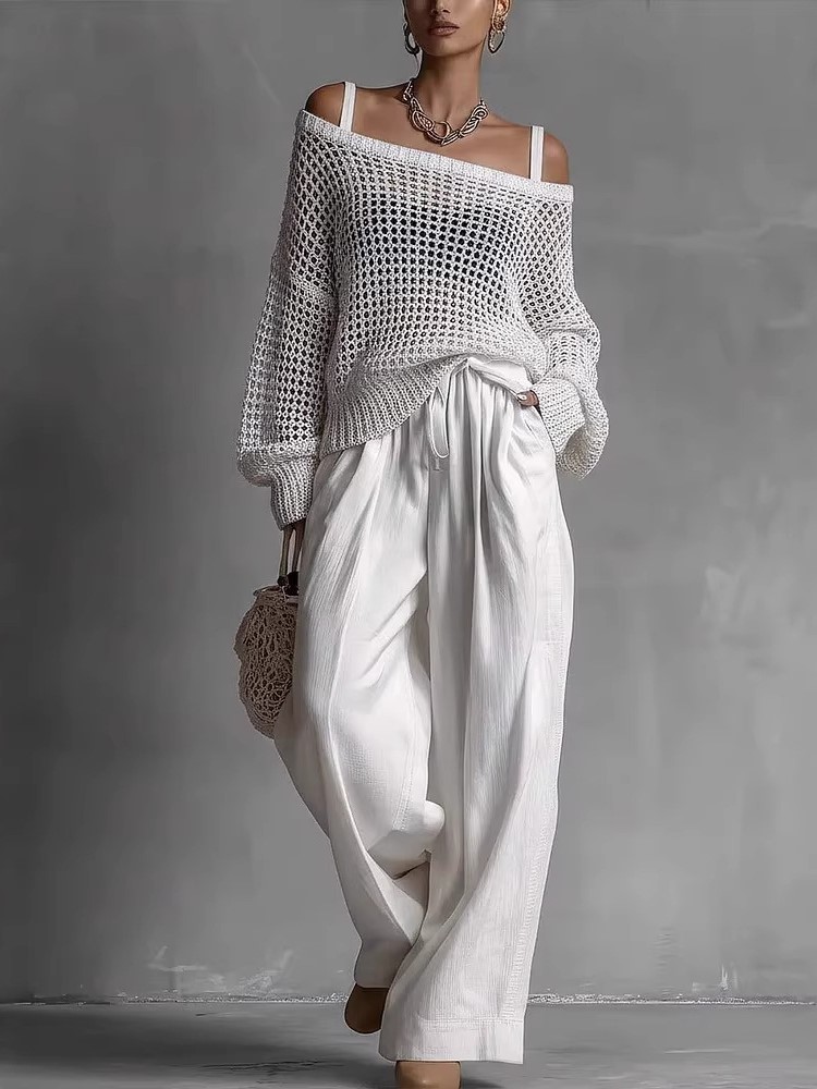 Baumwoll-Freizeithosen-Sets fü – Wide Leg Palazzo Pants Bewertung und Preis