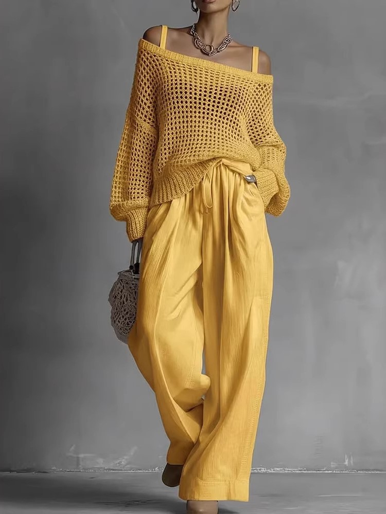 Baumwoll-Freizeithosen-Sets fü – Wide Leg Palazzo Pants Bewertung und Preis